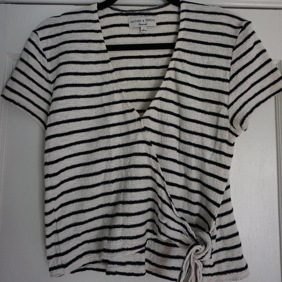Womens Madewell Cropped Striped Tie Top - Picture 1 of 3